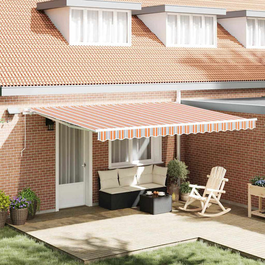 Retractable Awning with Manual Multicolour 450 x 300 cm Fabric