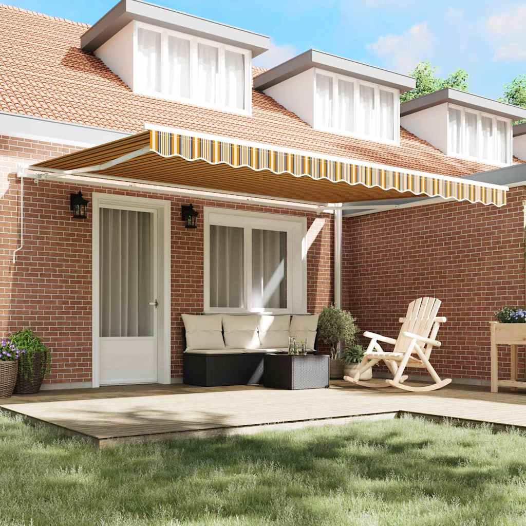 Retractable Awning Multicolour 450 x 300 cm Polyester and Metal