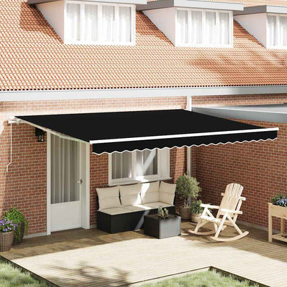 Retractable Awning Black 450 x 300 cm Polyester and Metal