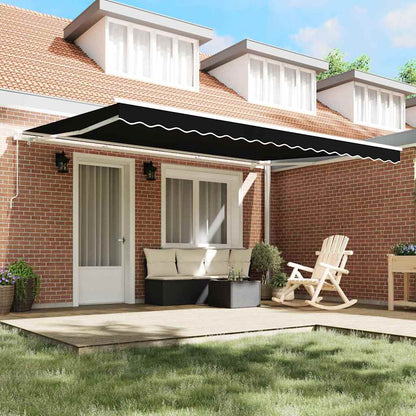 Retractable Awning Black 450 x 300 cm Polyester and Metal