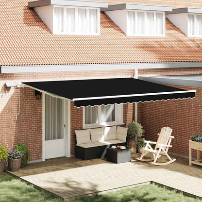 Retractable Awning with Manual Black 450 x 300 cm Fabric
