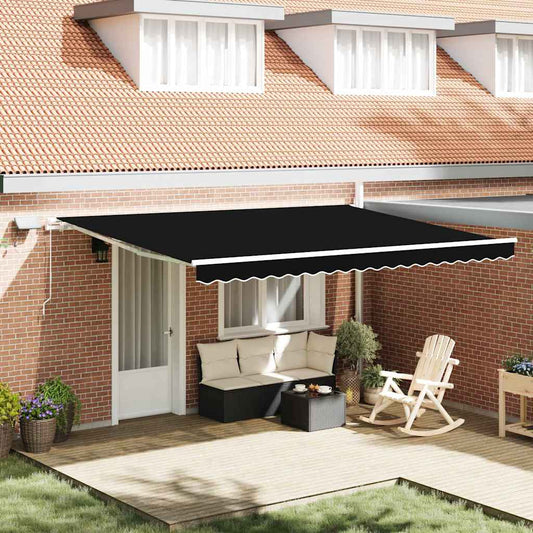 Retractable Awning with Manual Black 450 x 300 cm Fabric