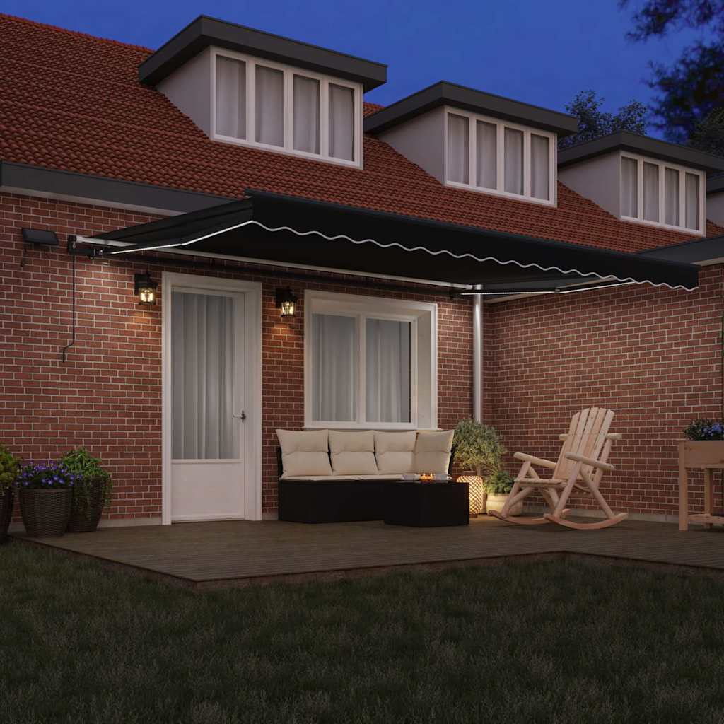 Retractable Awning Manual Black 450 x 300 cm Fabric
