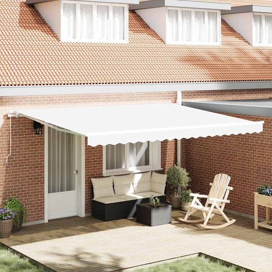 Awning Retractable White 4.5 x 3 m Polyester and metal