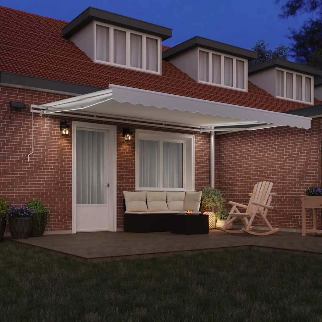 Retractable Awning with Manual White 450 x 300 cm Fabric
