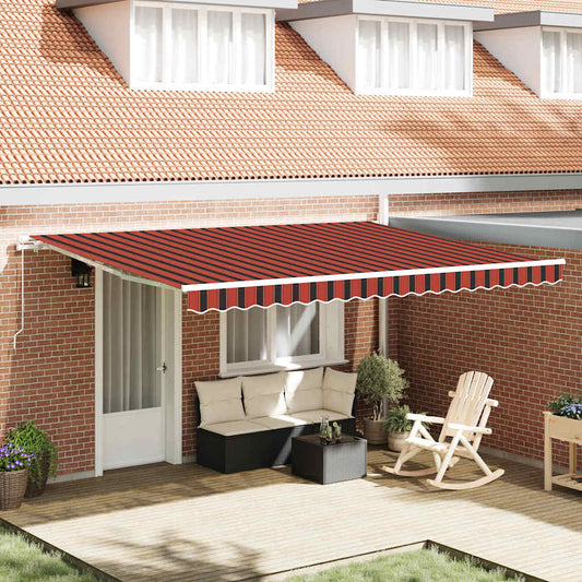Awning Striped Orange and brown 4.5 x 3.5 m Polyester and metal