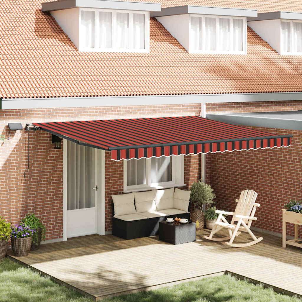 Retractable Awning Manual Orange and brown 450 x 350 cm Fabric