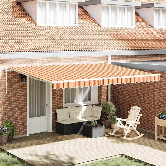 Awning Manual Yellow and orange 4.5 x 3.5 m Polyester and metal