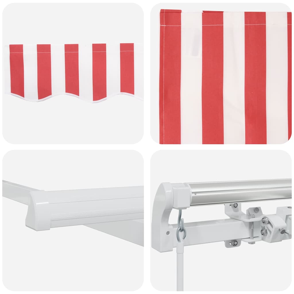 Awning Striped Red and white 4.5 x 3.5 m Polyester and metal