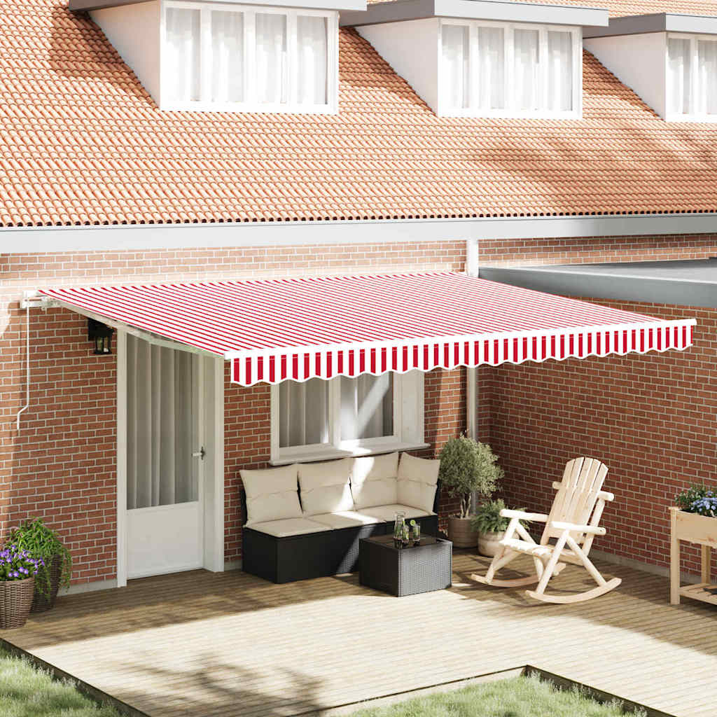 Awning Striped Red and white 4.5 x 3.5 m Polyester and metal