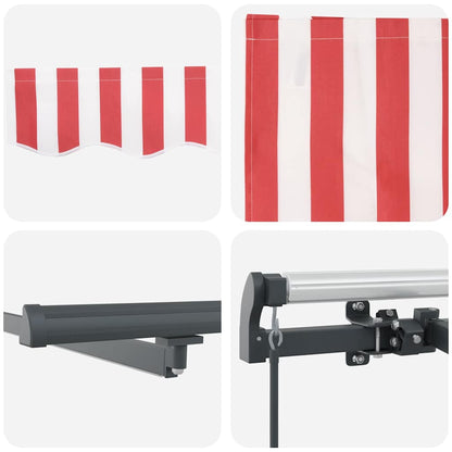Retractable Awning Manual Red and white 450 x 350 cm Fabric