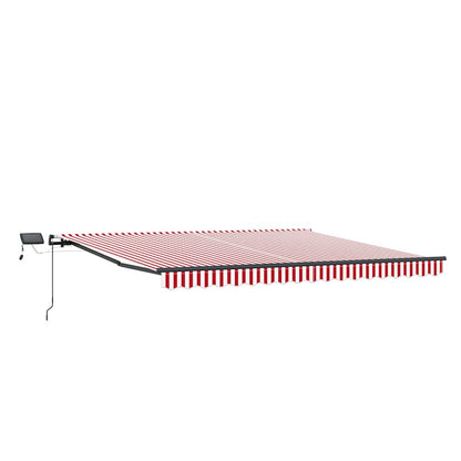 Retractable Awning Manual Red and white 450 x 350 cm Fabric