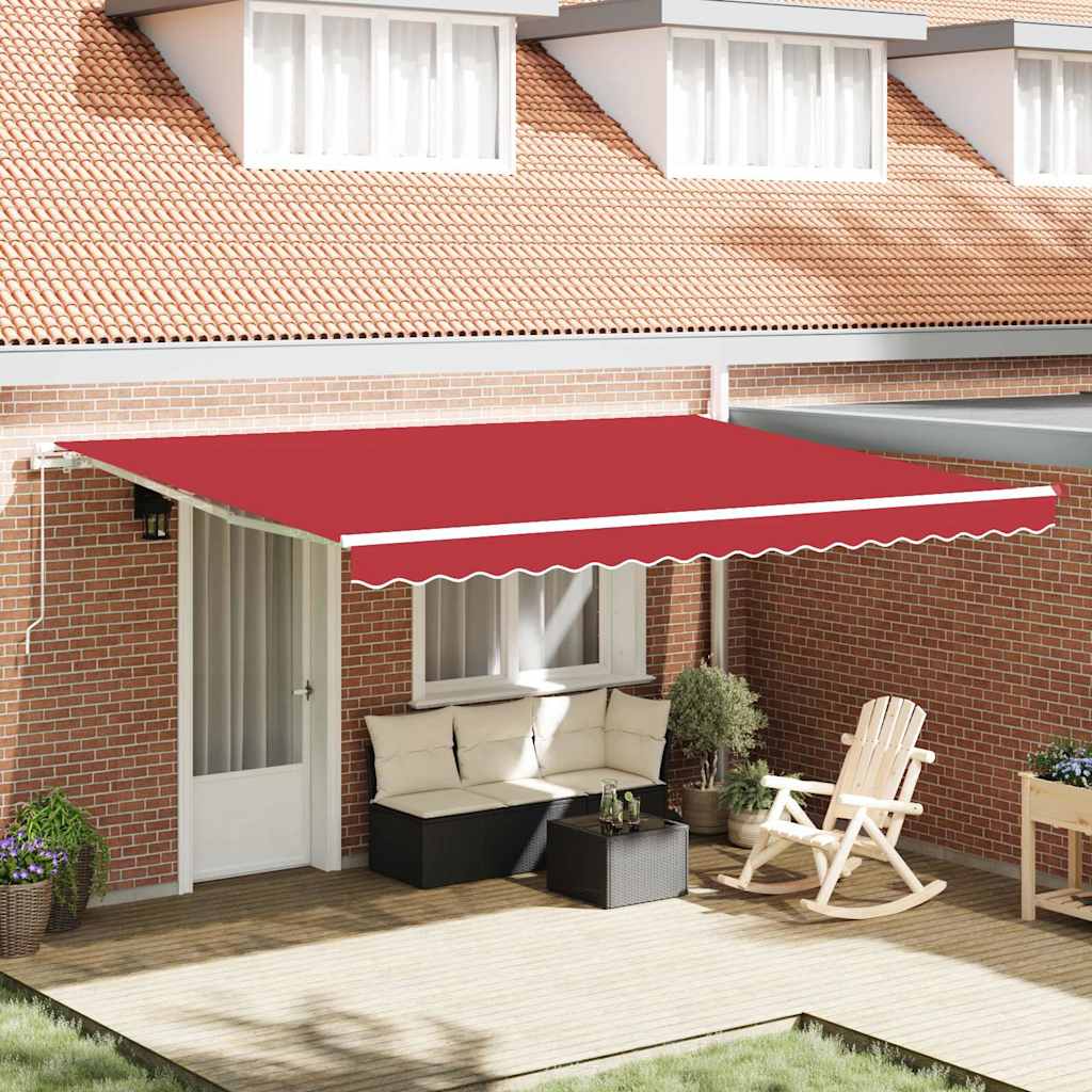 Awning Retractable Manual Red 4.5 x 3.5 m Polyester and metal