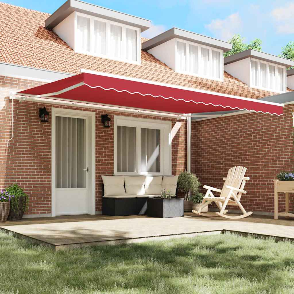 Awning Retractable Manual Red 4.5 x 3.5 m Polyester and metal