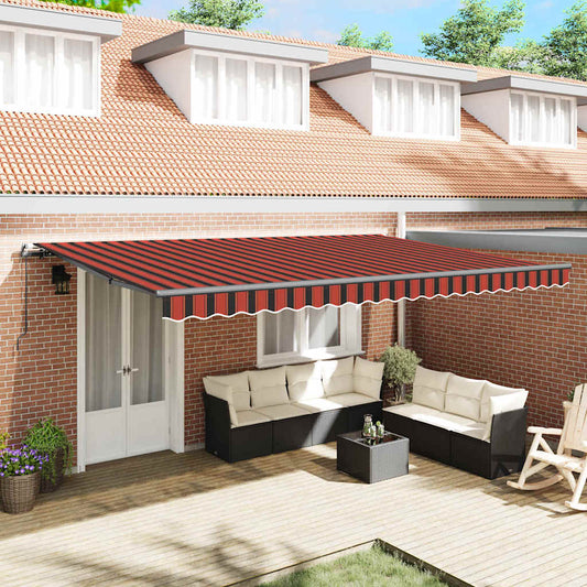 Retractable Awning Manual Orange and brown 500 x 300 cm Fabric