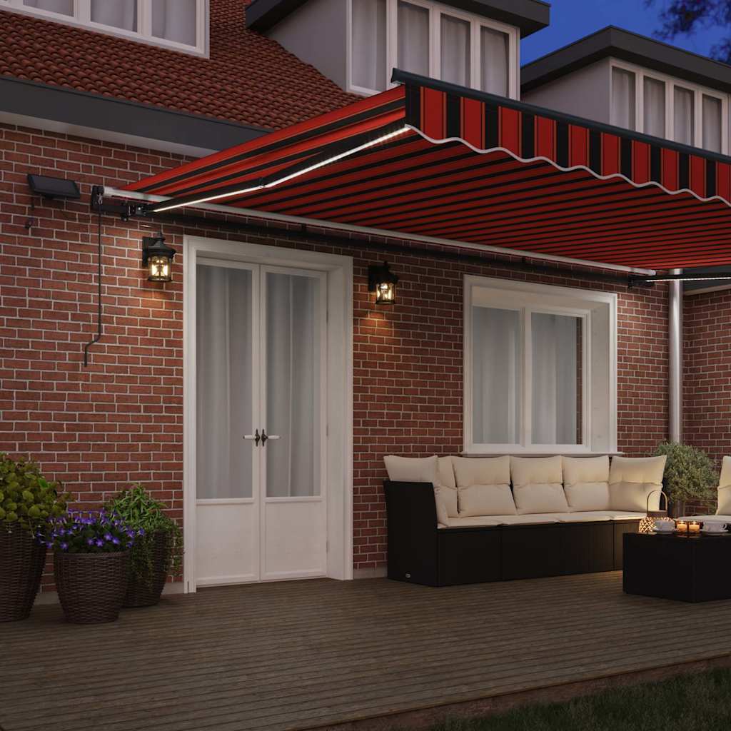 Retractable Awning Manual Orange and brown 500 x 300 cm Fabric