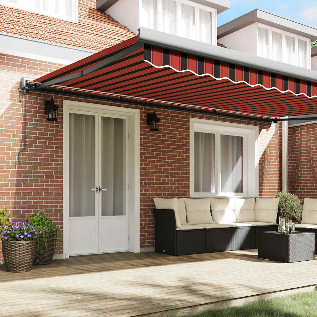 Retractable Awning Orange and brown 500 x 300 cm Fabric, Metal