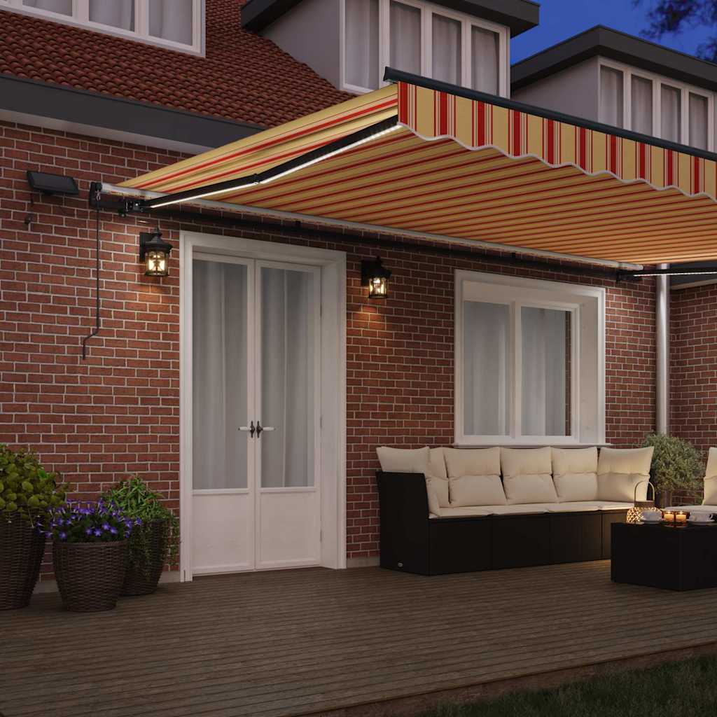 Retractable Awning Manual Yellow and orange 500 x 300 cm Fabric