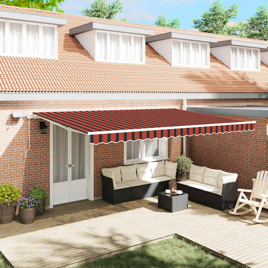 Retractable Awning with Orange and brown 500 x 350 cm Fabric
