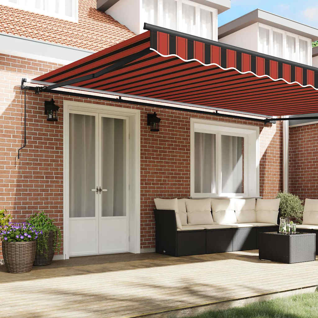 Manual Retractable Awning Orange and brown 500 x 350 cm Fabric
