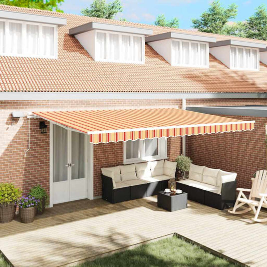 Retractable Awning with Yellow and orange 500 x 350 cm Fabric