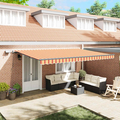 Retractable Awning Manual Yellow and orange 500 x 350 cm Fabric