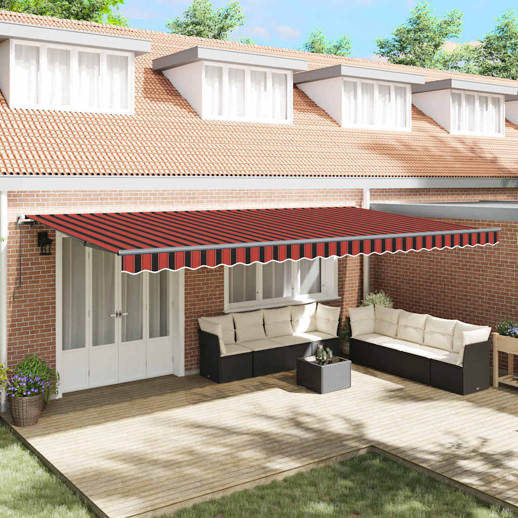 Retractable Awning Manual Orange and brown 600 x 300 cm Fabric