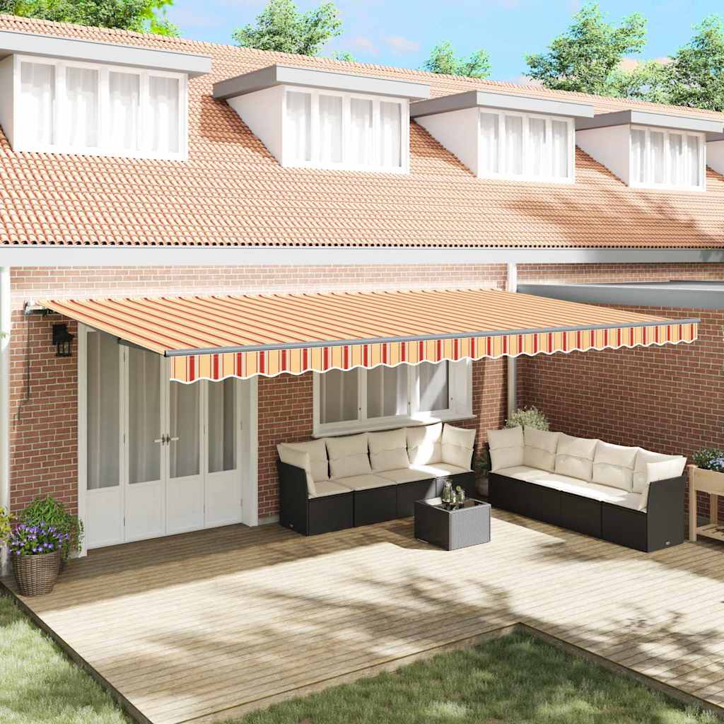 Retractable Awning Manual Yellow and orange 600 x 300 cm Fabric