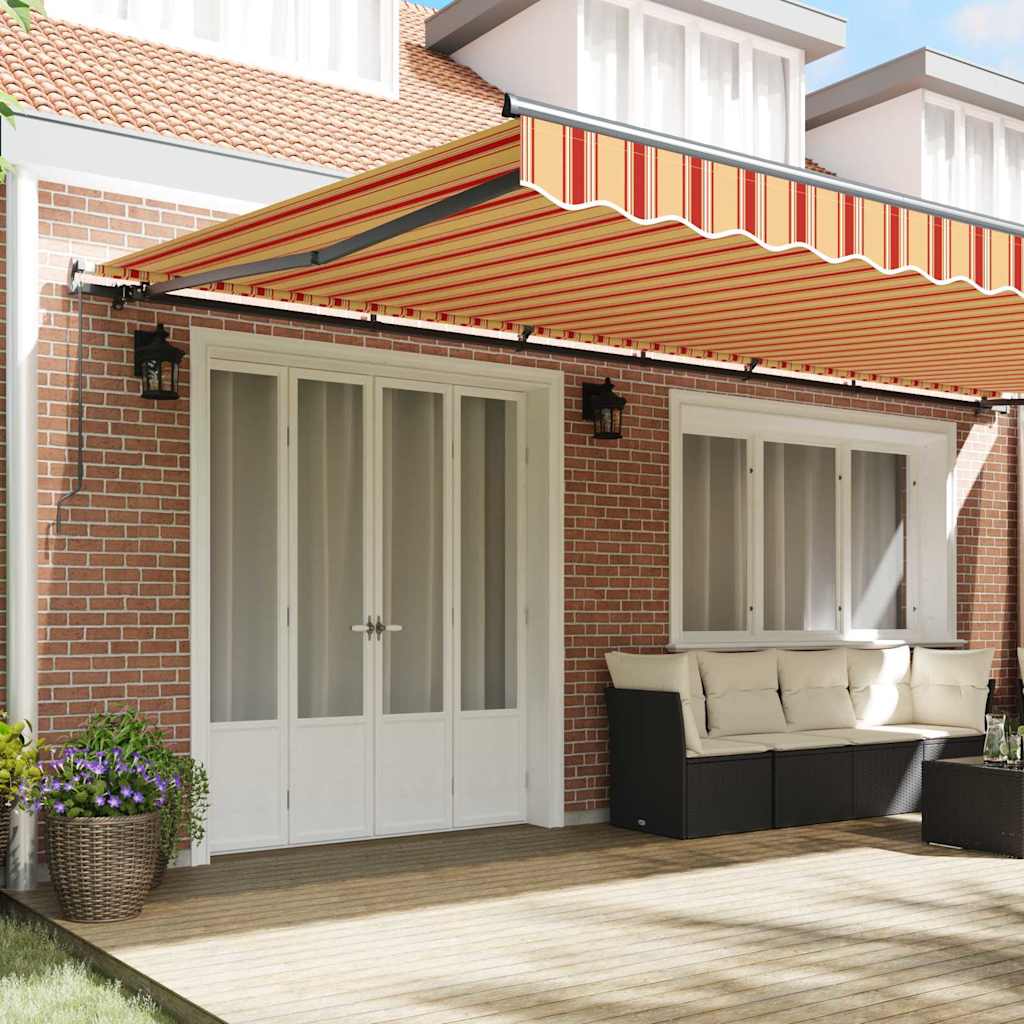 Retractable Awning Manual Yellow and orange 600 x 300 cm Fabric
