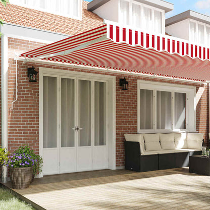 Retractable Awning Red and White 600 x 300 cm Polyester, Metal