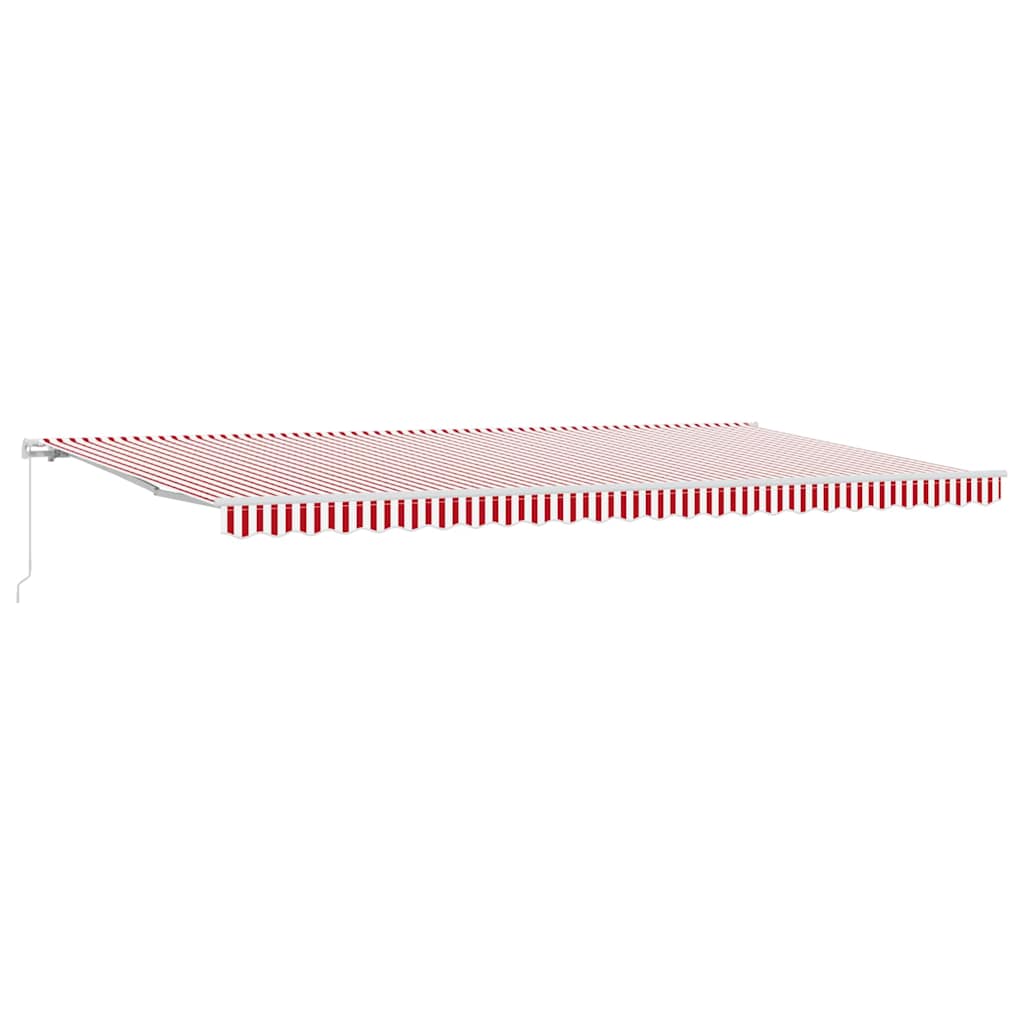 Retractable Awning Red and White 600 x 300 cm Polyester, Metal