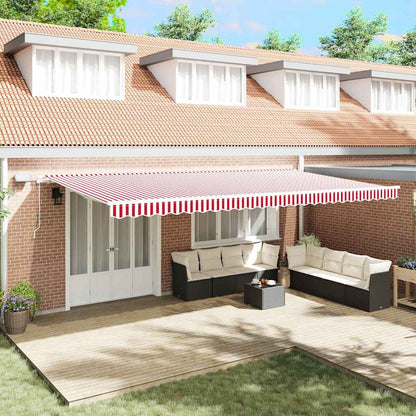 Retractable Awning with Red and white 600 x 300 cm Fabric