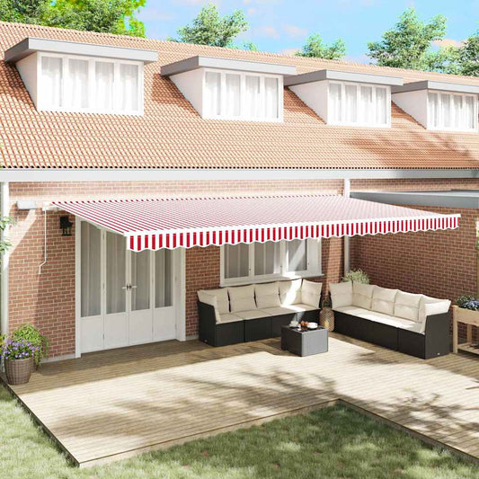 Retractable Awning with Red and white 600 x 300 cm Fabric