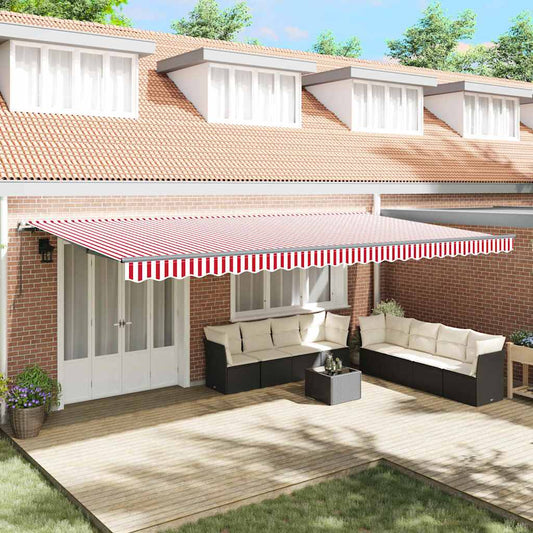 Retractable Awning Manual Red and white 600 x 300 cm Fabric