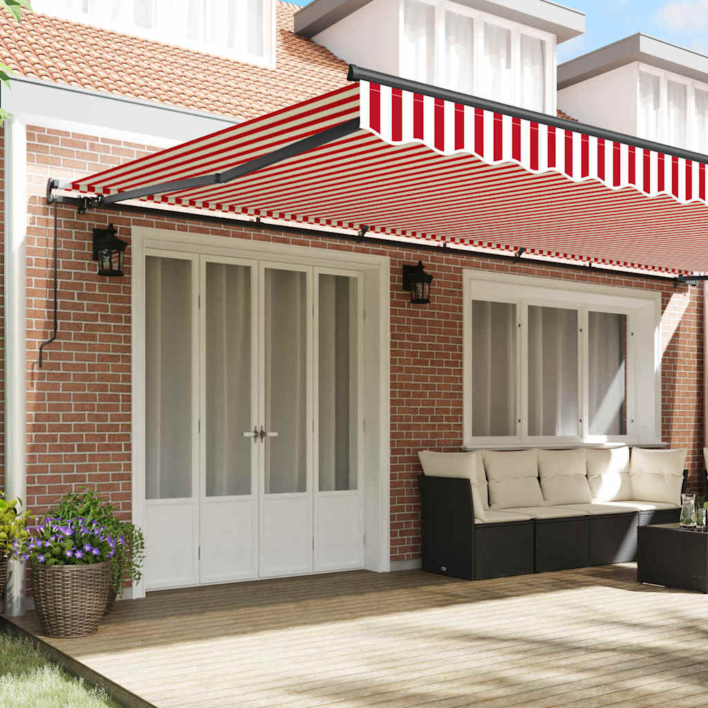 Retractable Awning Manual Red and white 600 x 300 cm Fabric