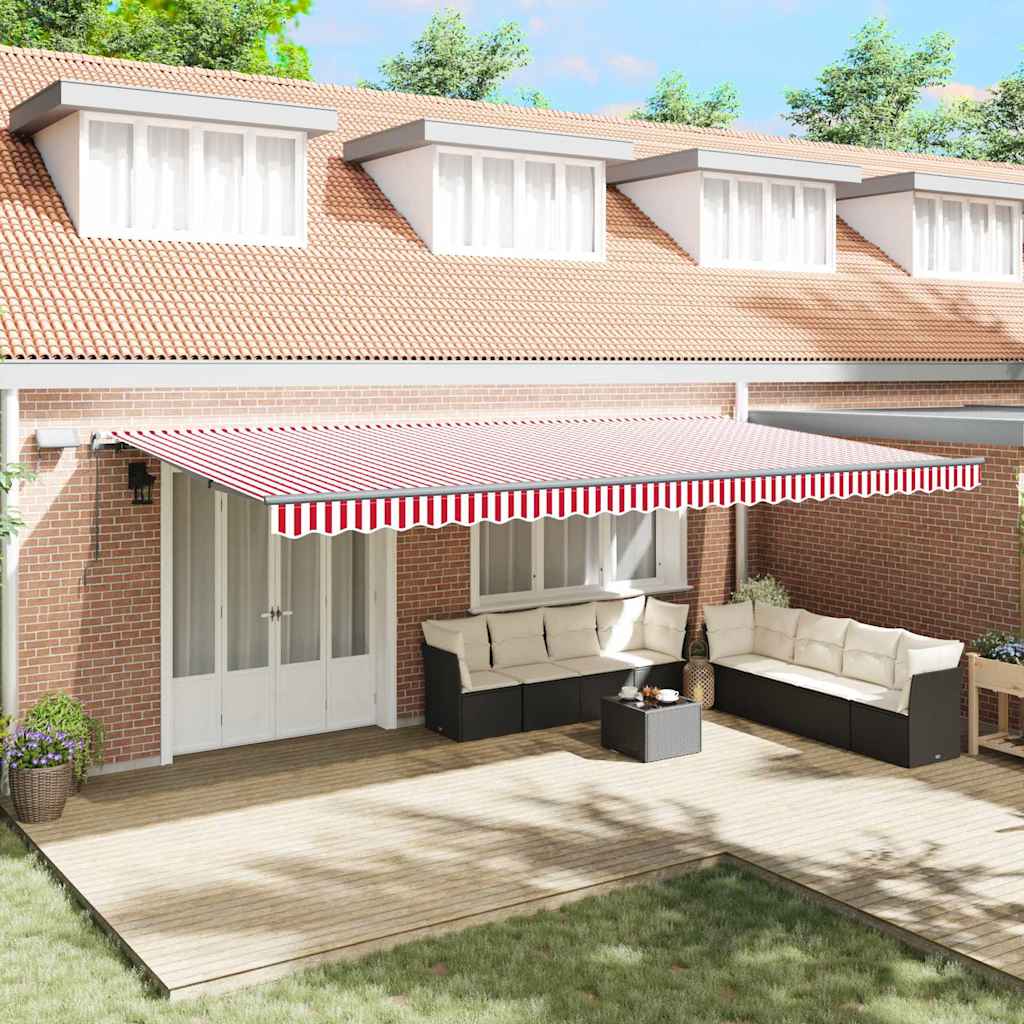 Retractable Awning Manual Red and white 600 x 300 cm Fabric
