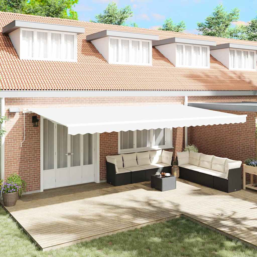 Retractable Awning with Manual White 600 x 300 cm Fabric