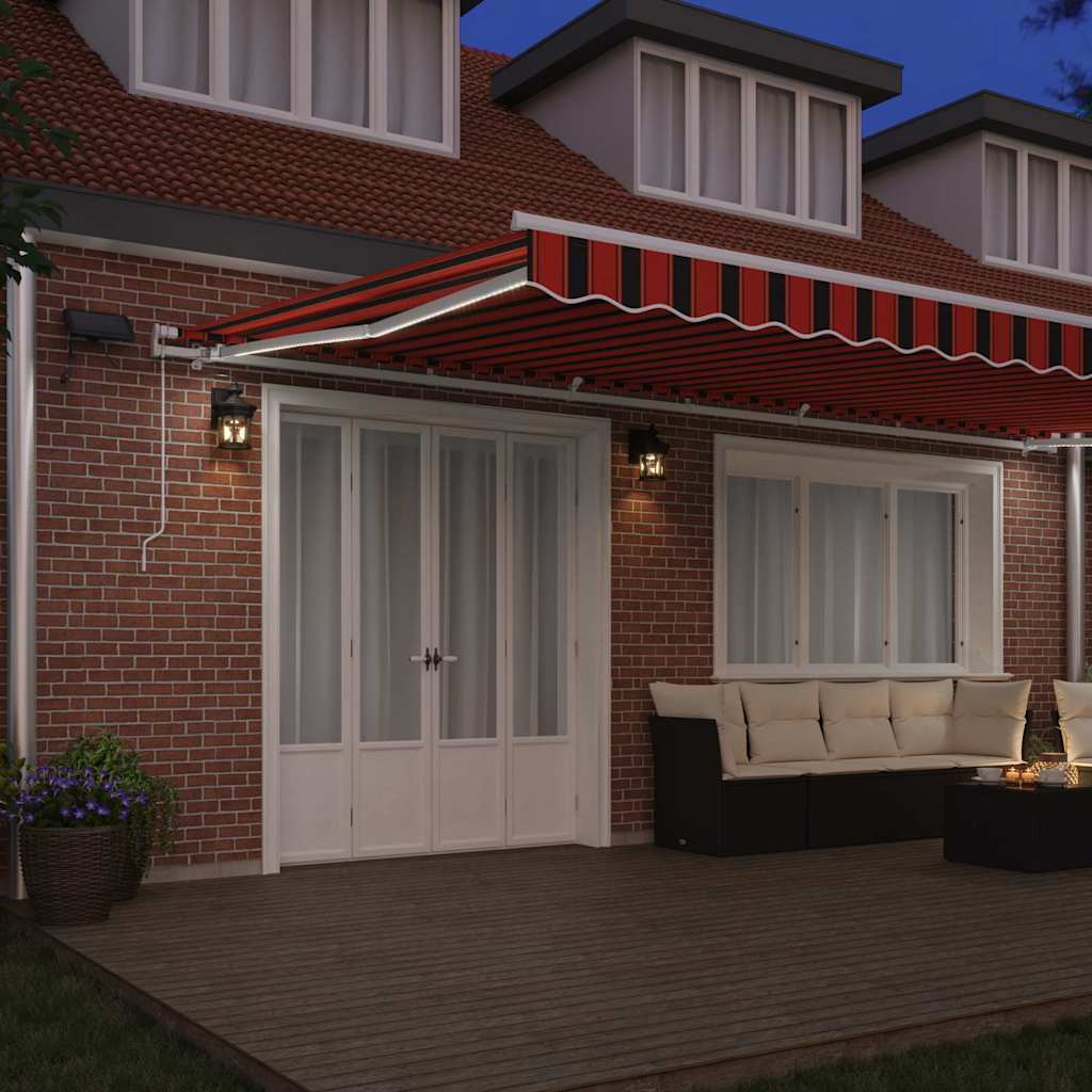 Retractable Awning with Orange and brown 600 x 350 cm Fabric