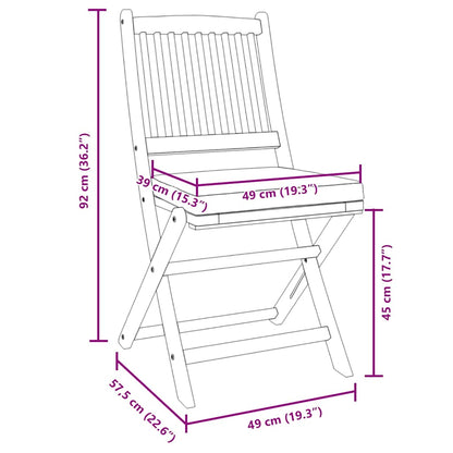 Folding Chair 2 pcs White 49 x 57.5 x 92cm Solid Acacia wood