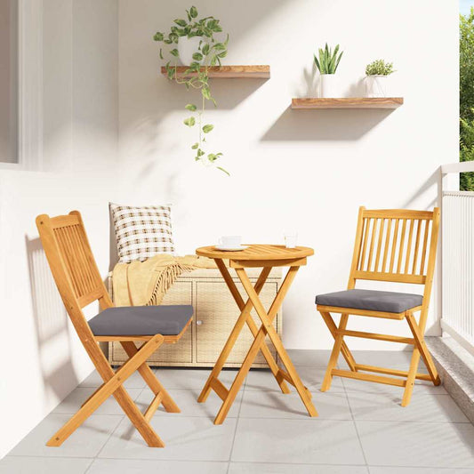 Folding Chair 2 pcs Grey 49 x 57.5 x 92cm Solid Acacia wood