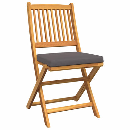 Folding Chair 2 pcs Grey 49 x 57.5 x 92cm Solid Acacia wood