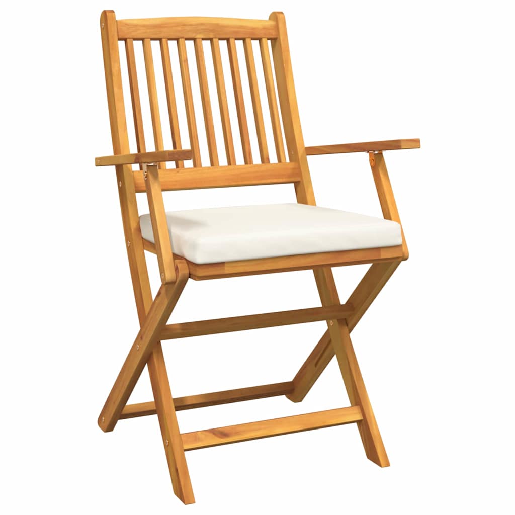 Folding Chair 2 pcs White 49 x 57.5 x 92cm Solid Acacia wood