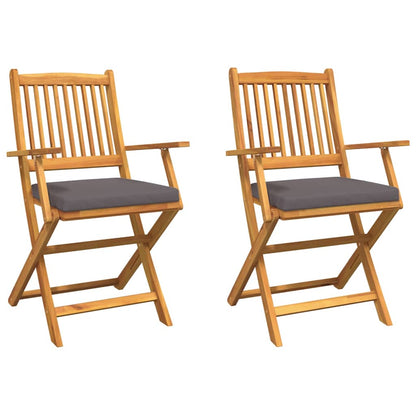 Folding Chair 2 pcs Grey 49 x 57.5 x 92cm Solid Acacia wood