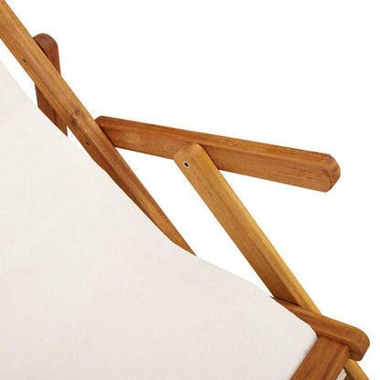 Beach Chair with Cushion 2 pcs Brown x x Solid Acacia wood