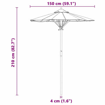 Garden Parasol Cream white 150 x 150 x 210 cm Bamboo