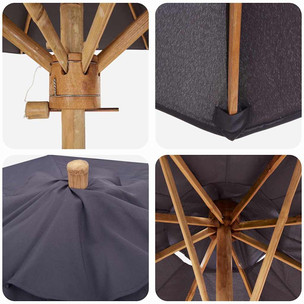 Garden Parasol Dark grey 217 x 217 x 230 cm Bamboo
