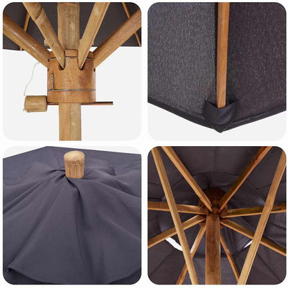 Garden Parasol Dark grey 270 x 270 x 260 cm Bamboo