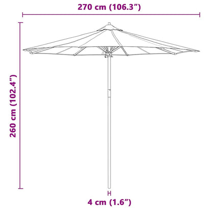 Garden Parasol Dark grey 270 x 270 x 260 cm Bamboo