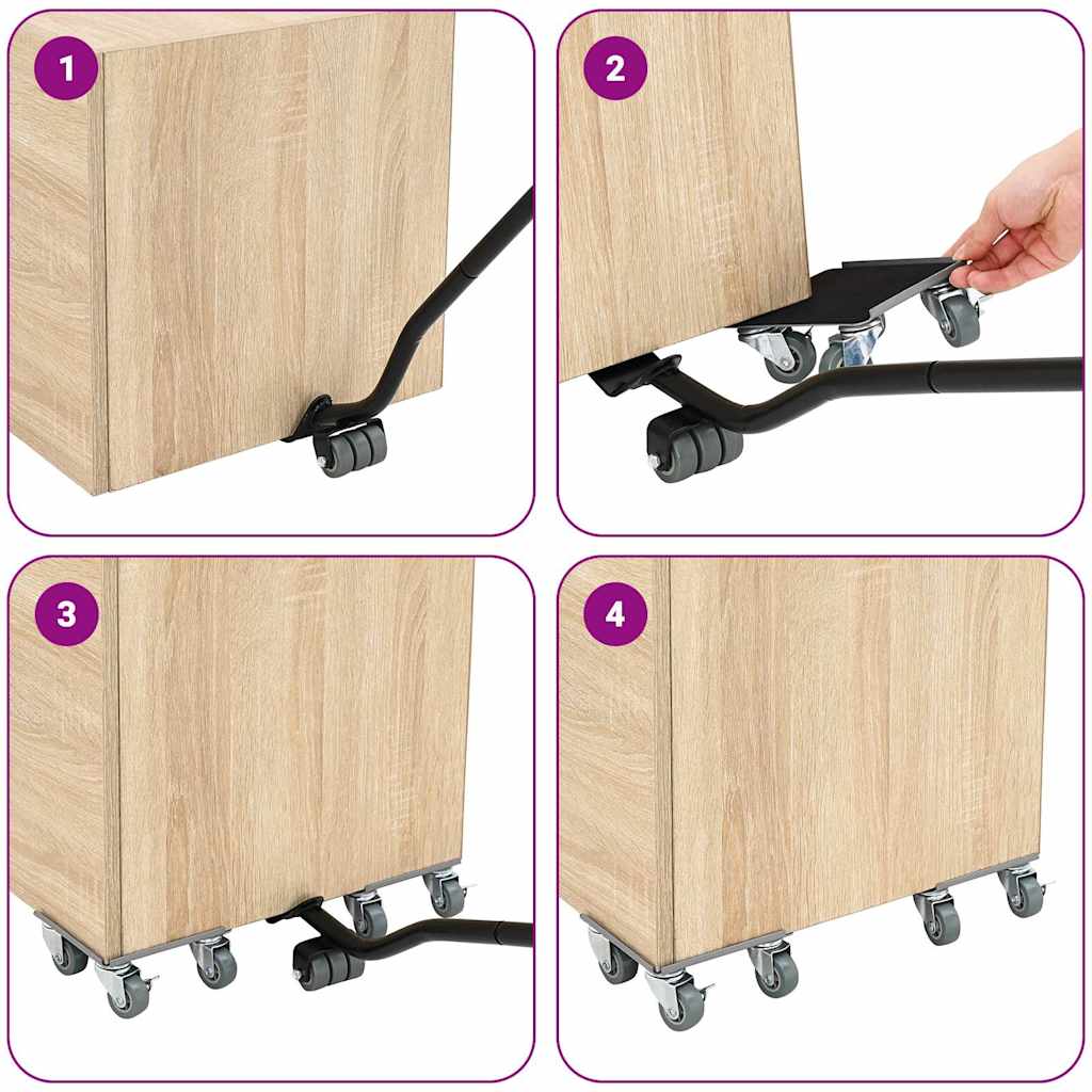 Furniture Rollers 4 pcs with Lifter 13.5x13.5x6 cm Steel 1300 kg