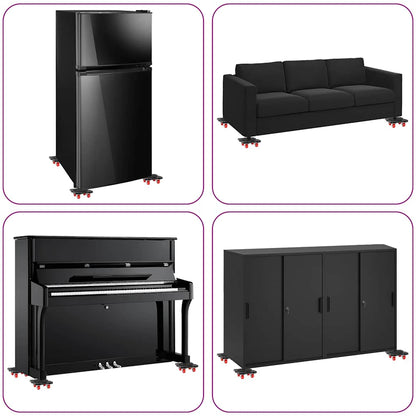 Furniture Rollers 4 pcs with Lifter Black 13.5x13.5x4,2 cm 300 kg